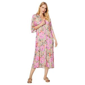 Saltwater Luxe Womens Tullulah Blushing Blooms Kimono, Pink, Medium